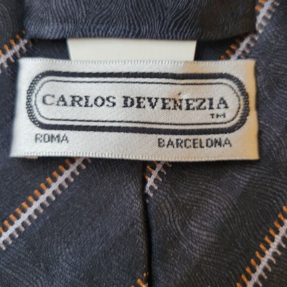 NWT Carlos Devenezia 100% Silk Handmade Striped‎ Tie Professional Career Office - Picture 4 of 5